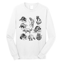 Cute Raccoon Drawing Racoon Portrait Sketch Wild Trash Panda Long Sleeve Shirt