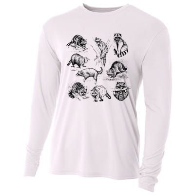 Cute Raccoon Drawing Racoon Portrait Sketch Wild Trash Panda Cooling Performance Long Sleeve Crew