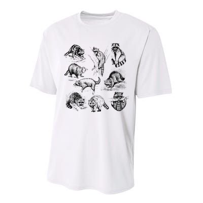 Cute Raccoon Drawing Racoon Portrait Sketch Wild Trash Panda Performance Sprint T-Shirt