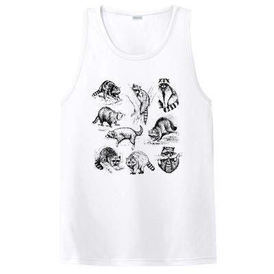 Cute Raccoon Drawing Racoon Portrait Sketch Wild Trash Panda PosiCharge Competitor Tank