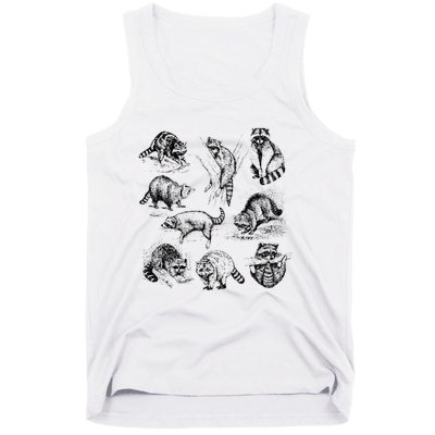 Cute Raccoon Drawing Racoon Portrait Sketch Wild Trash Panda Tank Top