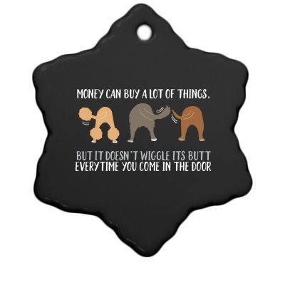 Cute Rescue Dog Lovers Funny Wiggle Butt Gifts Ceramic Star Ornament