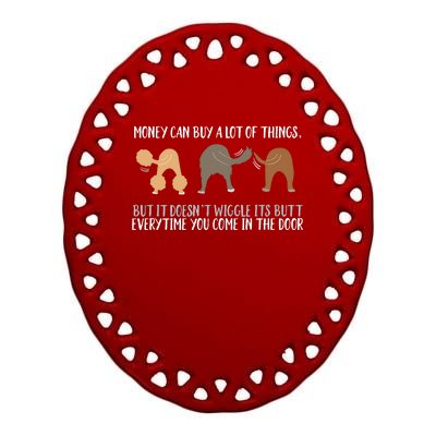 Cute Rescue Dog Lovers Funny Wiggle Butt Gifts Ceramic Oval Ornament