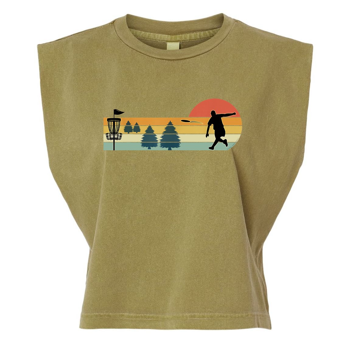 Cool Retro Disc Golf Sport TShirt Garment-Dyed Women's Muscle Tee
