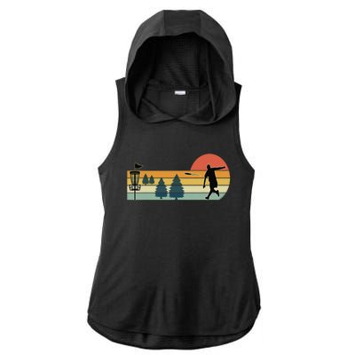 Cool Retro Disc Golf Sport Ladies PosiCharge Tri-Blend Wicking Draft Hoodie Tank