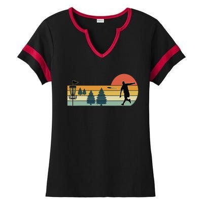 Cool Retro Disc Golf Sport Ladies Halftime Notch Neck Tee