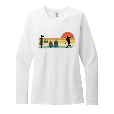 Cool Retro Disc Golf Sport Womens CVC Long Sleeve Shirt