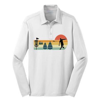 Cool Retro Disc Golf Sport Silk Touch Performance Long Sleeve Polo