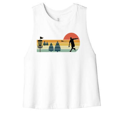 Cool Retro Disc Golf Sport Women's Racerback Cropped Tank