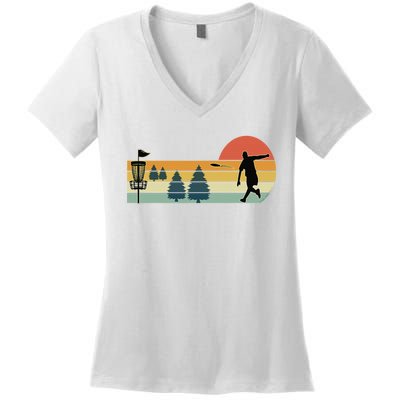 Cool Retro Disc Golf Sport Women's V-Neck T-Shirt