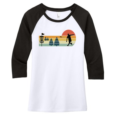 Cool Retro Disc Golf Sport Women's Tri-Blend 3/4-Sleeve Raglan Shirt