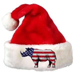 Cool Rhino Design For Women Rhinoceros 4th Of July Premium Christmas Santa Hat