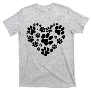 Cute Rescue Dog And Cat Lover Gift, Paw Print Heart Graphic T-Shirt