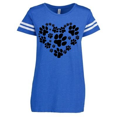 Cute Rescue Dog And Cat Lover Gift, Paw Print Heart Graphic Enza Ladies Jersey Football T-Shirt