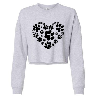 Cute Rescue Dog And Cat Lover Gift, Paw Print Heart Graphic Cropped Pullover Crew