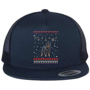 Cute Rottweiler Dog Lover Ugly Christmas Funny Gift Flat Bill Trucker Hat