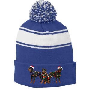 Christmas Rottweiler Dog Mom Santa Hat Holiday Design Great Gift Stripe Pom Pom Beanie