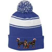 Christmas Rottweiler Dog Mom Santa Hat Holiday Design Great Gift Stripe Pom Pom Beanie