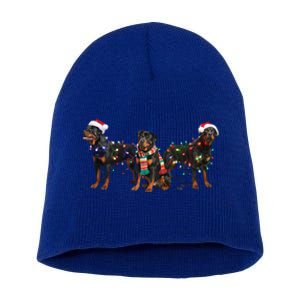 Christmas Rottweiler Dog Mom Santa Hat Holiday Design Great Gift Short Acrylic Beanie