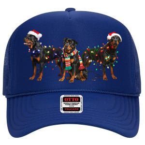 Christmas Rottweiler Dog Mom Santa Hat Holiday Design Great Gift High Crown Mesh Back Trucker Hat