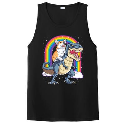 Corgi Riding Dinosaur T Rex Space Galaxy Rainbow Gift PosiCharge Competitor Tank