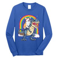 Corgi Riding Dinosaur T Rex Space Galaxy Rainbow Gift Long Sleeve Shirt