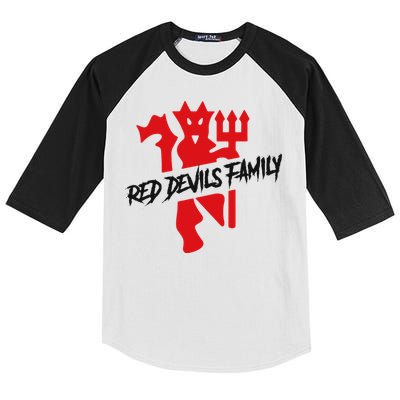 Cool Red Devils Family Manchester United Soccer Team Kids Colorblock Raglan Jersey