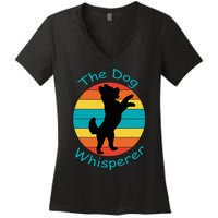 Cute Retro Dog Whisperer Vintage Funny For Dog Lovers Women's V-Neck T-Shirt