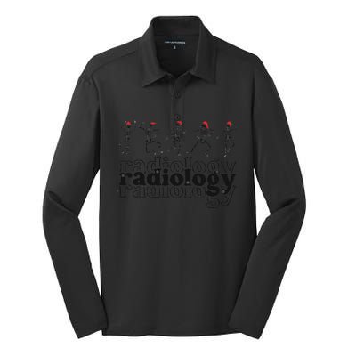 Christmas Radiology Department Skeleton Holiday Xray Tech Silk Touch Performance Long Sleeve Polo