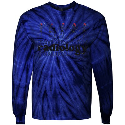 Christmas Radiology Department Skeleton Holiday Xray Tech Tie-Dye Long Sleeve Shirt