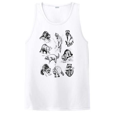 Cute Raccoon Drawing Racoon Portrait Sketch Wild Trash Panda PosiCharge Competitor Tank