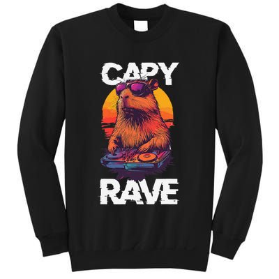 Capybara Raves Dj Rave Techno Edm Party Festival Turntable Sweatshirt