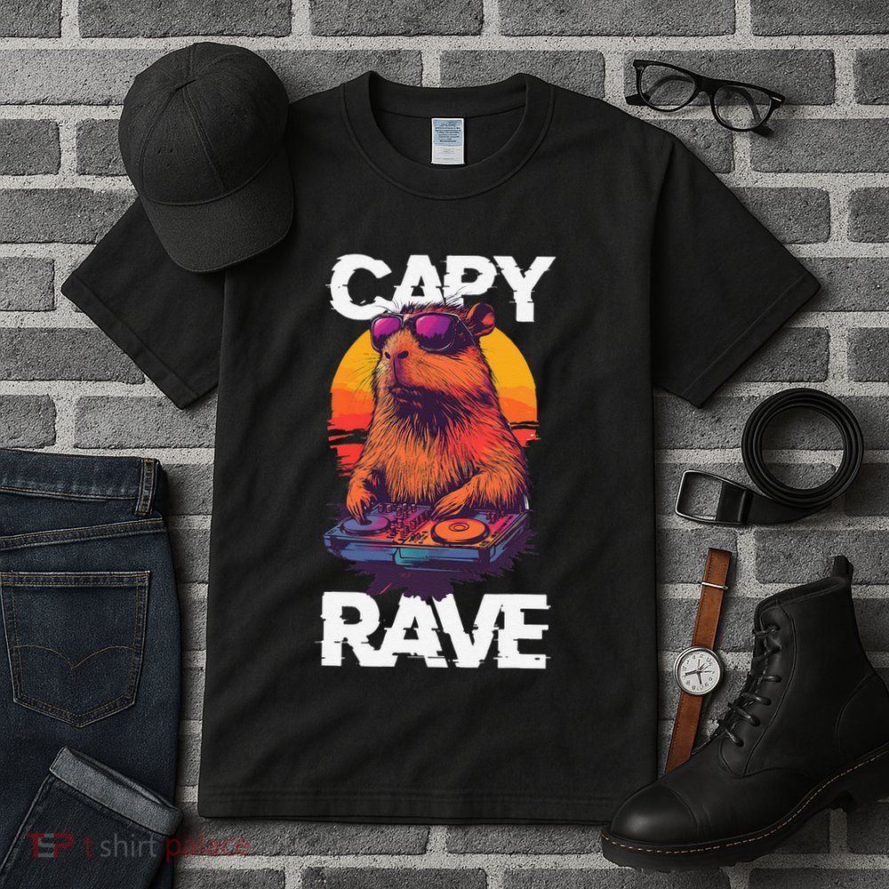 Capybara Raves Dj Rave Techno Edm Party Festival Turntable Tall T-Shirt