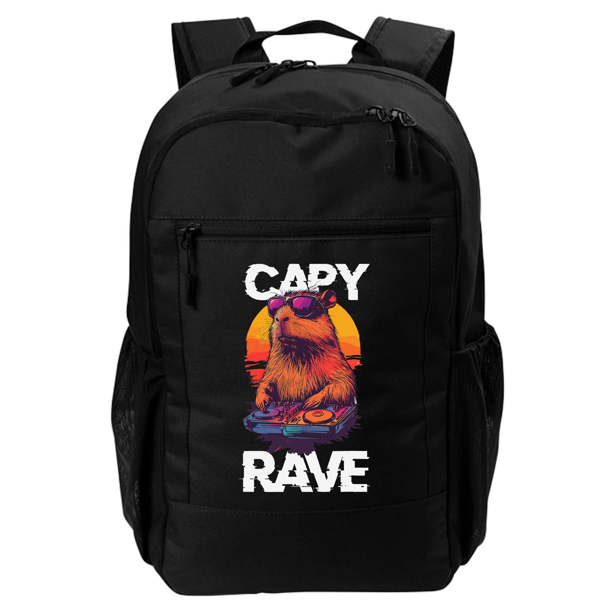 Capybara Raves Dj Rave Techno Edm Party Festival Turntable Backpack