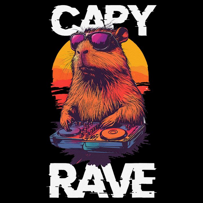 Capybara Raves Dj Rave Techno Edm Party Festival Turntable Sustainable Bucket Hat