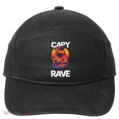 Capybara Raves Dj Rave Techno Edm Party Festival Turntable 7-Panel Snapback Hat