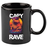 Capybara Raves Dj Rave Techno Edm Party Festival Turntable 11oz C Handle Ceramic Mug