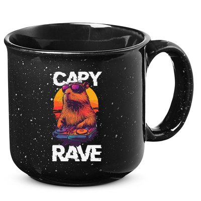 Capybara Raves Dj Rave Techno Edm Party Festival Turntable 15oz Campfire Ceramic Mug