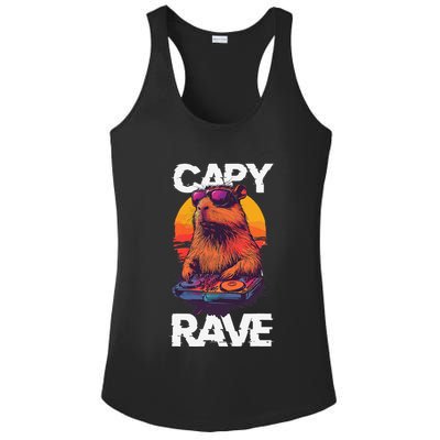 Capybara Raves Dj Rave Techno Edm Party Festival Turntable Ladies PosiCharge Competitor Racerback Tank