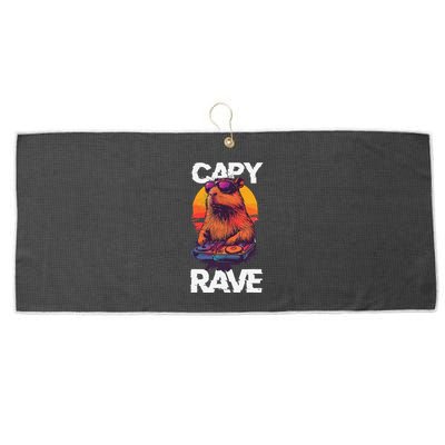Capybara Raves Dj Rave Techno Edm Party Festival Turntable Large Microfiber Waffle Golf Towel