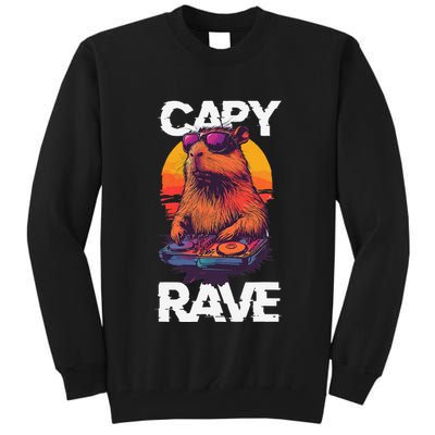 Capybara Raves Dj Rave Techno Edm Party Festival Turntable Tall Sweatshirt