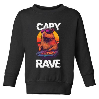 Capybara Raves Dj Rave Techno Edm Party Festival Turntable Toddler Sweatshirt