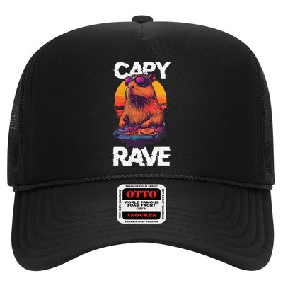 Capybara Raves Dj Rave Techno Edm Party Festival Turntable Trucker Hat