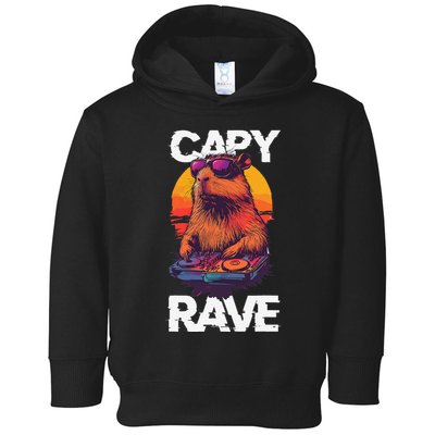 Capybara Raves Dj Rave Techno Edm Party Festival Turntable Toddler Hoodie