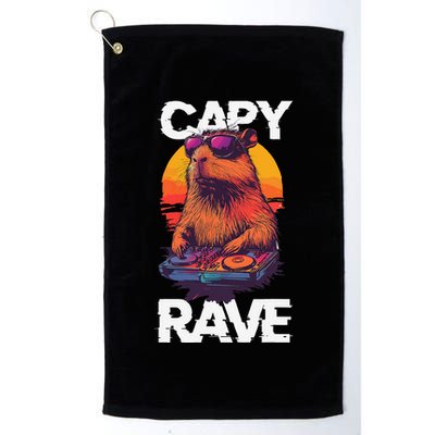 Capybara Raves Dj Rave Techno Edm Party Festival Turntable Golf Towel
