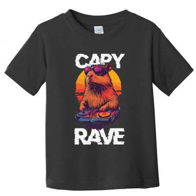 Capybara Raves Dj Rave Techno Edm Party Festival Turntable Toddler T-Shirt