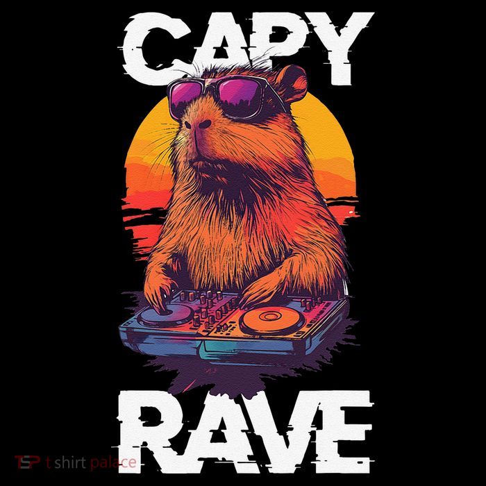Capybara Raves Dj Rave Techno Edm Party Festival Turntable Womens T-Shirt