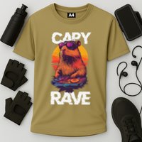 Capybara Raves Dj Rave Techno Edm Party Festival Turntable Cooling Performance Crew T-Shirt
