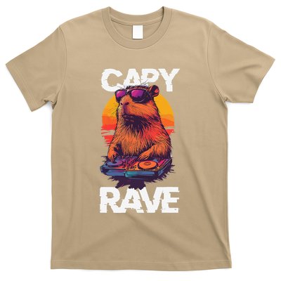 Capybara Raves Dj Rave Techno Edm Party Festival Turntable T-Shirt
