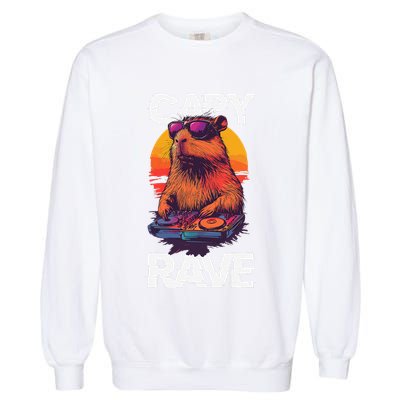Capybara Raves Dj Rave Techno Edm Party Festival Turntable Garment-Dyed Sweatshirt
